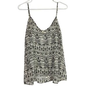 One Clothing Sheer Tank Top Womens Size Small High Low Black Cream Shirt